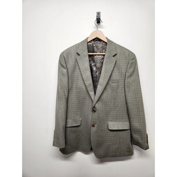 Ralph Ralph Lauren Men's Silk/Wool Houndstooth Sports Coat/Blazer 42R Neutral